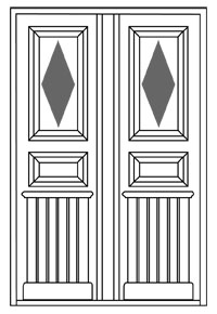 Pardörr med panel och romb